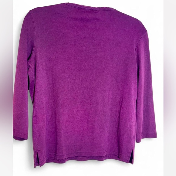 St. John's Bay Purple Top with Pink Embroidery - Picture 4 of 4